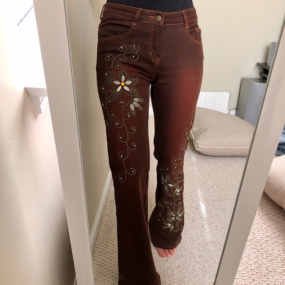 Vintage Bellbottom Embroidered Jeans